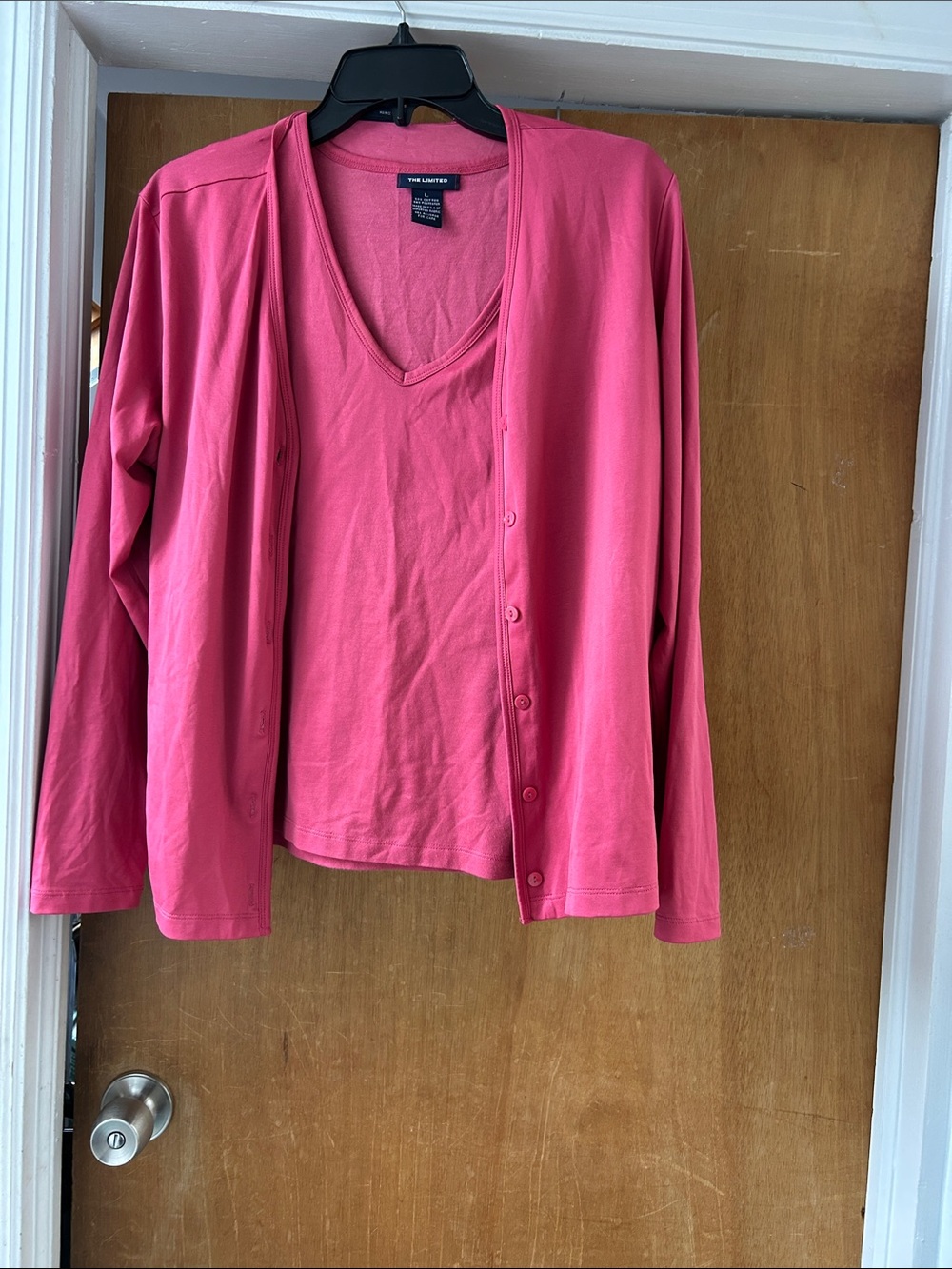 The Limited Cotton V-Neck Tee and Button-Front Cardigan